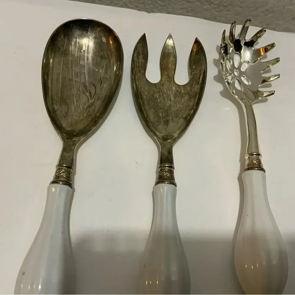 Godinger Art Co. Silver Plated 3 Pc. Hostess Serving Set w/ Porcelain Handle G2